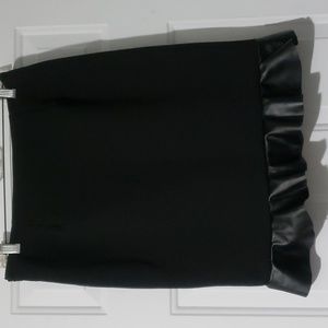 Black Faux Leather and cotton skirt